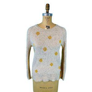 Yoon Sweater Women's Medium Mustard Yellow Beige Polka Dot Wool Anthropologie